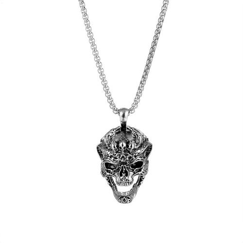 Zink Alloy Smycken Collier, Skull, silver pläterad, mode smycken, silver, 4mm, Längd 60 cm, Säljs av PC