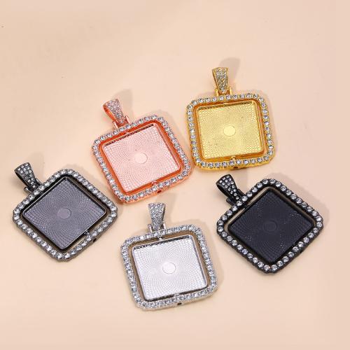 Sinc Alloy siogairlín Cabochon Socrú, Cearnóg, plátáilte, DIY & le rhinestone, dathanna níos mó le haghaidh rogha, Díolta De réir PC