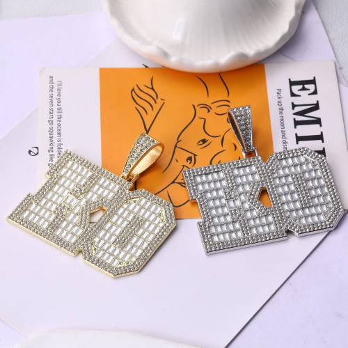 Zinc Alloy Rhinestone Pendants Alphabet Letter plated DIY & micro pave cubic zirconia Sold By PC