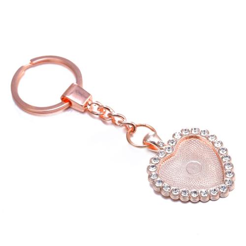 Zink Alloy Key Lås Inställning, Hjärta, plated, DIY & med strass, fler färger för val, 25mm, Säljs av PC