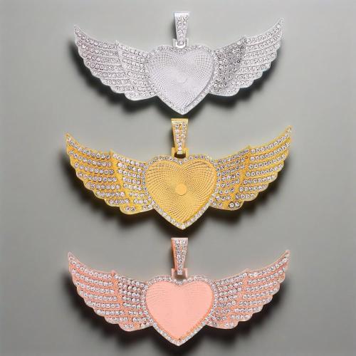 Sinc Alloy siogairlín Cabochon Socrú, Angel Sciathán, plátáilte, DIY & le rhinestone, dathanna níos mó le haghaidh rogha, 30mm, Díolta De réir PC