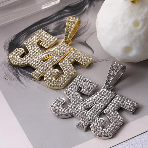 Zink Alloy Rhinestone Hängen, Alfabetsbokstav, plated, DIY & med strass, fler färger för val, 48x48mm, Säljs av PC