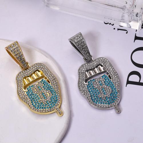 Zink Alloy Rhinestone Hängen, plated, DIY & med strass, fler färger för val, 51x32mm, Säljs av PC