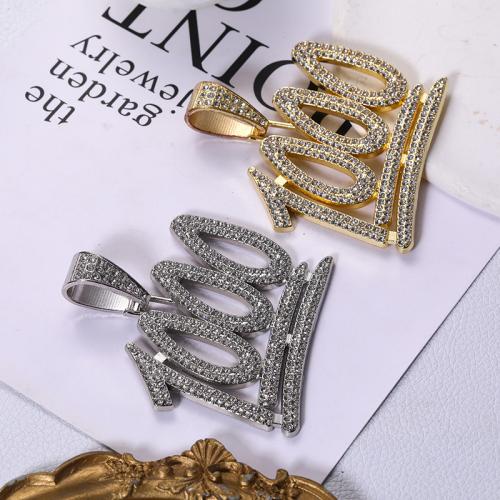 Zink Alloy Rhinestone Hängen, Alfabetsbokstav, plated, DIY & med strass, fler färger för val, 48x60mm, Säljs av PC