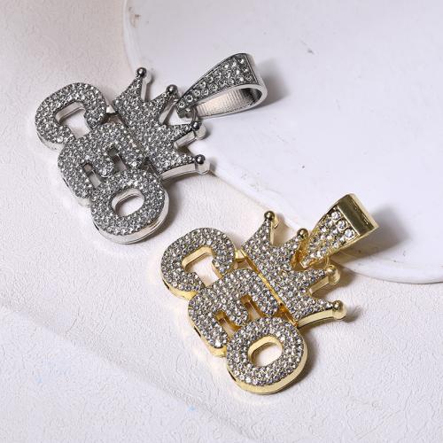 Zink Alloy Rhinestone Hängen, Alfabetsbokstav, plated, DIY & med strass, fler färger för val, 38x45mm, Säljs av PC