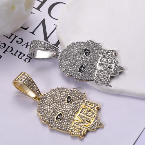 Zink Alloy Rhinestone Hängen, plated, DIY & emalj & med strass, fler färger för val, 54x48mm, Säljs av PC