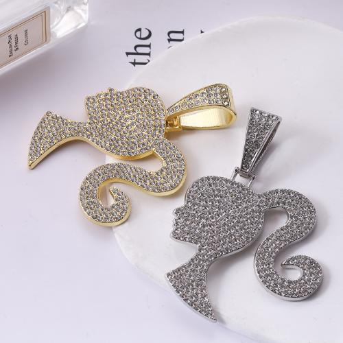 Zink Alloy Rhinestone Hängen, Alfabetsbokstav, plated, DIY & med strass, fler färger för val, 53x53mm, Säljs av PC