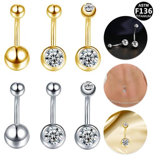 Titanlegering belly ring, med Zink Alloy, plated, Unisex & olika stilar för val & med strass, Säljs av PC