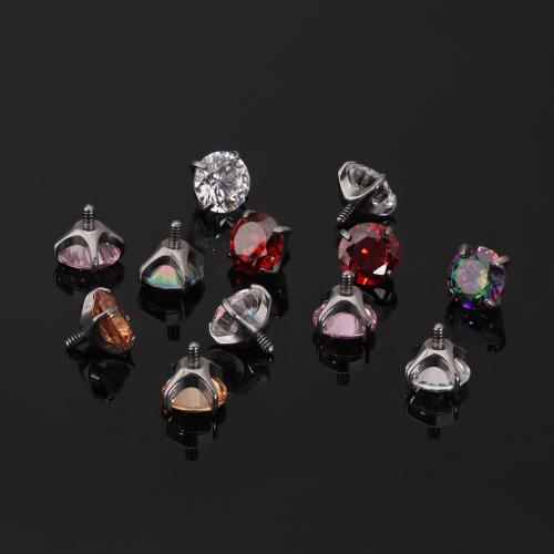 Titanlegering Piercing örhänge resultaten, DIY & olika storlek för val & med cubic zirconia, Slumpmässig färg, Säljs av PC