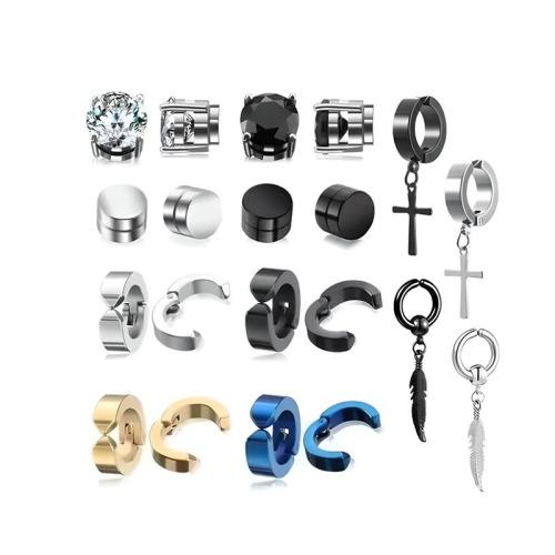 304 Stainless Steel Earring Set plated fashion jewelry & Unisex & with rhinestone earring length 6-35mm Sold By Set