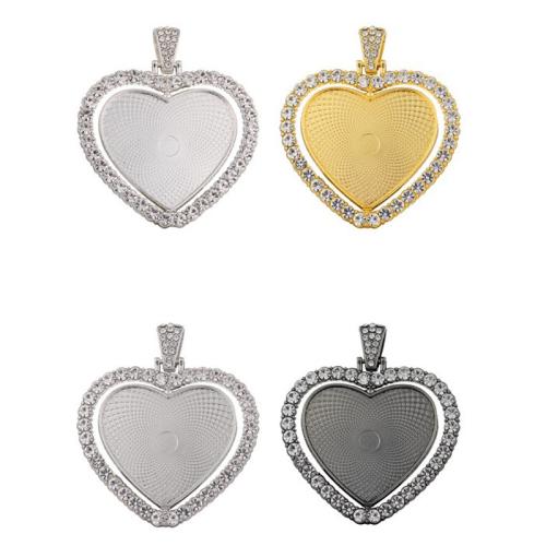 Zink legering hänge Cabochon inställning, Zink Alloy, Hjärta, plated, DIY & med strass, fler färger för val, 30mm, Säljs av PC