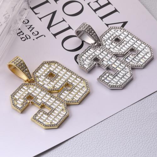 Zink Alloy Rhinestone Hängen, Antal, plated, DIY & micro bana cubic zirconia & med strass, fler färger för val, 48x58mm, Säljs av PC