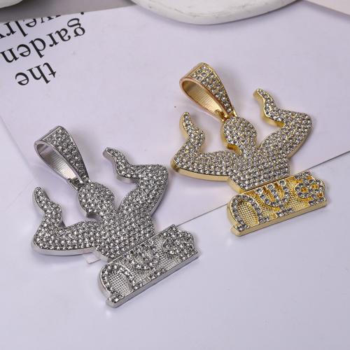 Zink Alloy Rhinestone Hängen, plated, DIY & med strass, fler färger för val, 53x59mm, Säljs av PC