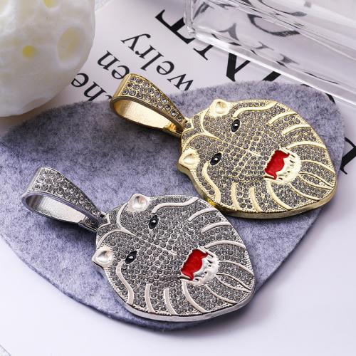 Zink Alloy Rhinestone Hängen, Lion, plated, DIY & emalj & med strass, fler färger för val, 54x44mm, Säljs av PC