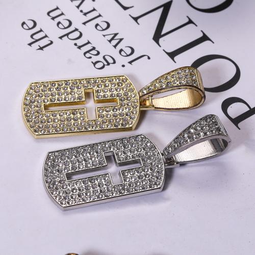 Zink Alloy Rhinestone Hängen, Cross, plated, DIY & med strass & ihålig, fler färger för val, 56x25mm, Säljs av PC