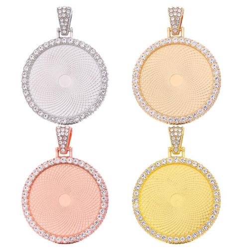 Zink legering hänge Cabochon inställning, Zink Alloy, Rund, plated, DIY & med strass, fler färger för val, Säljs av PC