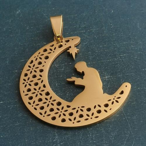titanové přívěsky, Titanium ocel, Měsíc, barva pozlacený, DIY, zlatý, Prodáno By PC