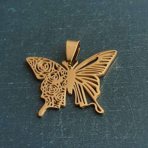 titanové přívěsky, Titanium ocel, Motýl, barva pozlacený, DIY, zlatý, Prodáno By PC