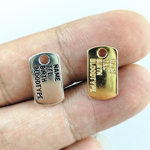 Zinek Tag Charm, á, DIY, více barev na výběr, 100PC/PC, Prodáno By PC