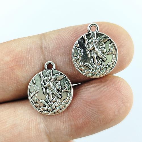 Character Shaped Zinc Alloy Pendants, liga de zinco, Anjo, cromado de cor prateada, DIY, prateado, 100PCs/Bag, vendido por Bag