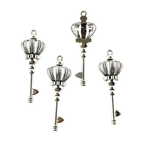 Zinek přívěsky na klíče, barva stříbrná á, DIY & dutý, stříbro, 100PC/Bag, Prodáno By Bag