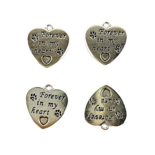 Zink Alloy Hjärta Hängen, silver pläterad, DIY, silver, 100PC/Bag, Säljs av Bag