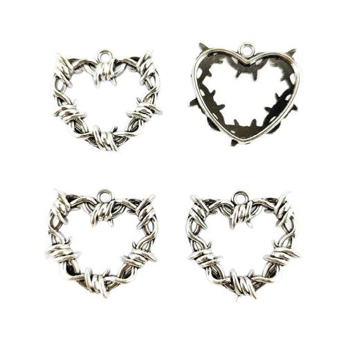 Zink Alloy Hjärta Hängen, silver pläterad, DIY & ihålig, silver, 100PC/Bag, Säljs av Bag