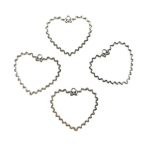 Zink Alloy Hjärta Hängen, silver pläterad, DIY & ihålig, silver, 100PC/Bag, Säljs av Bag
