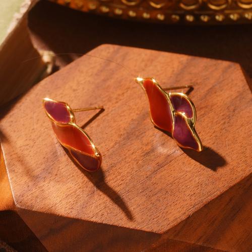 Goujon Laiton, Placage, bijoux de mode & pour femme & émail, Vendu par paire