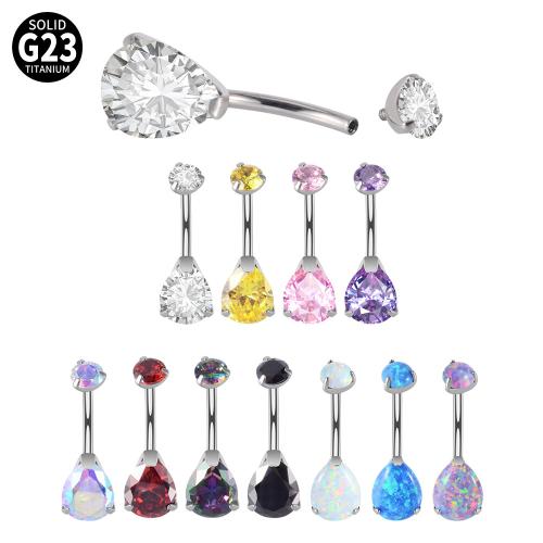 Titanlegering belly ring, med Opal, Dropp, Unisex & med cubic zirconia, fler färger för val, Säljs av PC