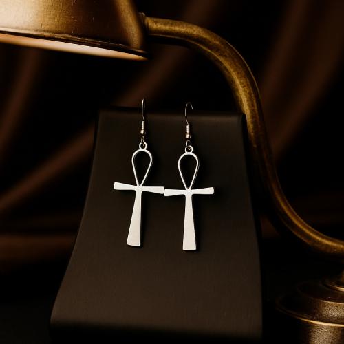 Zink Alloy Örhängen, Cross, guldfärg pläterade, mode smycken, silver, Säljs av PC