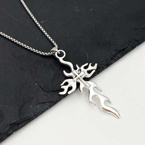 Zink Alloy tröja kedja halsband, Cross, guldfärg pläterade, mode smycken, fler färger för val, Säljs av PC