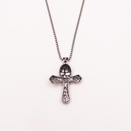 Zink Alloy tröja kedja halsband, Cross, guldfärg pläterade, mode smycken, fler färger för val, Säljs av PC