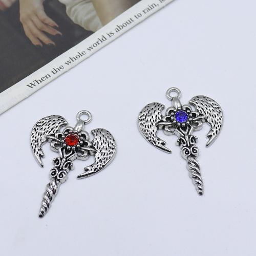 Zink Alloy Rhinestone Hängen, Cross, guldfärg pläterade, DIY & med strass, fler färger för val, Säljs av PC