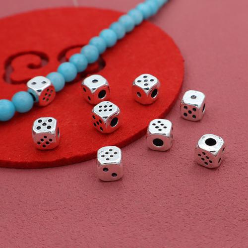 Zink Alloy Smycken Pärlor, Dice, silver pläterad, DIY, 7x7mm, 100PC/Bag, Säljs av Bag