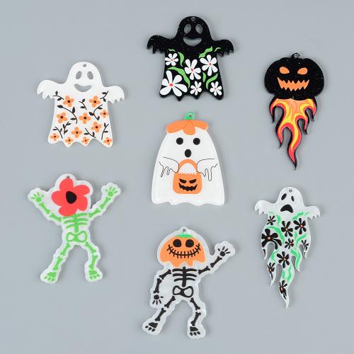 Pendant Halloween Fashion, Acrylique, Impression, Halloween Design & DIY, plus de couleurs à choisir, 10PC/sac, Vendu par sac