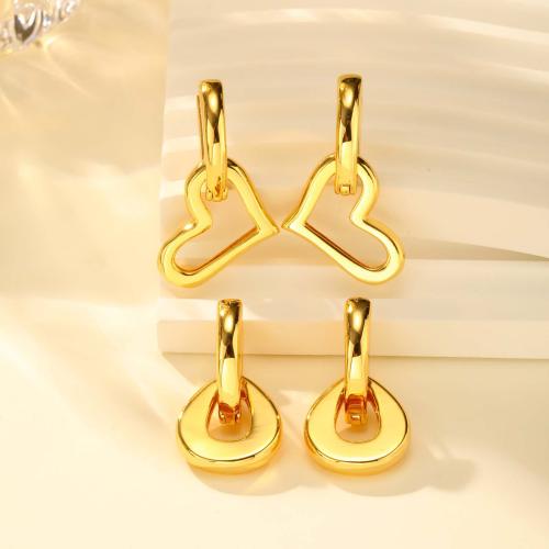 Boucles d'oreilles pendantes en laiton, Plaqué or 18K, bijoux de mode & styles différents pour le choix & pour femme, Vendu par paire