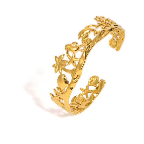 Acier inoxydable 304 bracelet manchette, Placage, bijoux de mode & pour femme & creux, doré, Vendu par PC