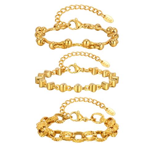 Bijoux bracelet en acier inoxydable, Acier inoxydable 304, Placage, bijoux de mode & styles différents pour le choix & pour femme, doré, Vendu par PC