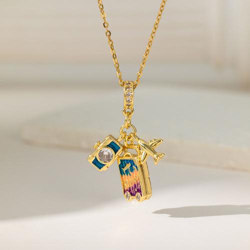 Nerezová ocel šperky náhrdelník, 304 Stainless Steel, s Cubic Zirconia, různé styly pro výběr & pro ženy & smalt, Prodáno By PC