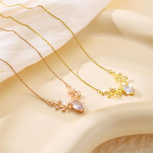 Collier d'acier titane, Placage, bijoux de mode & pavé de micro zircon & pour femme, plus de couleurs à choisir, Vendu par PC