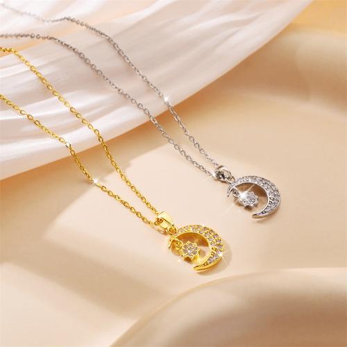 Collier d'acier titane, avec pierre gemme, Placage, bijoux de mode & pour femme, plus de couleurs à choisir, Vendu par PC