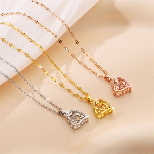 Collier d'acier titane, avec pierre gemme, coeur, Placage, bijoux de mode & pour femme, plus de couleurs à choisir, Vendu par PC