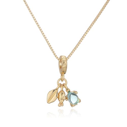Collier en laiton, avec zircon cubique, Plaqué or 18K, styles différents pour le choix & pour femme, Vendu par PC
