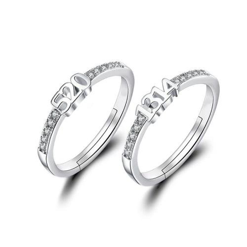 laiton parure de bijoux, numéro, Placage, styles différents pour le choix & pour femme & avec strass, Taille:6-8, Vendu par PC