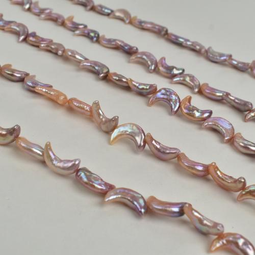 Naturliga sötvattenspärla lösa pärlor, Freshwater Pearl, Månen, DIY, purpur, 7-17mm, Såld Per 38 cm Strand