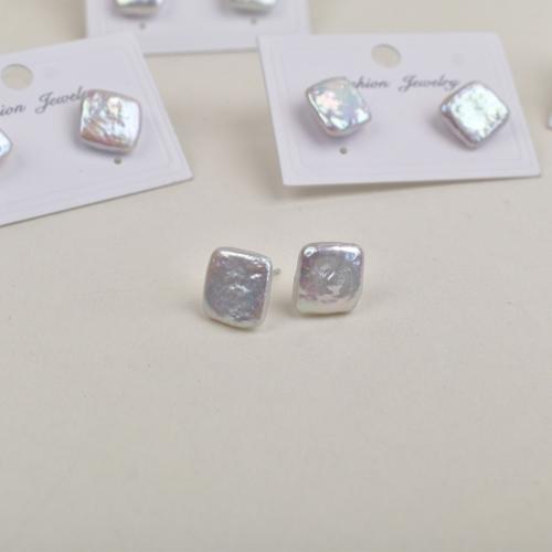 Boucles d'oreilles en perles d'eau douce, perle d'eau douce cultivée, cadre, bijoux de mode, plus de couleurs à choisir, 11-12mm, Vendu par paire