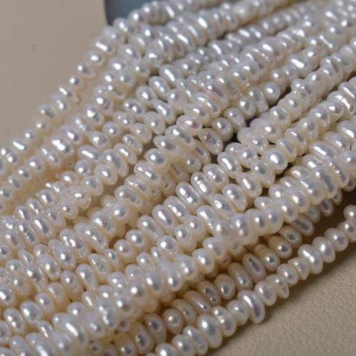 Naturliga sötvattenspärla lösa pärlor, Freshwater Pearl, Oregelbunden, DIY, vit, 3-4mm, Såld Per 38 cm Strand