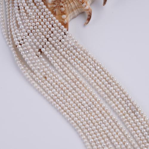 Natuurlijke zoetwater parel Losse Kralen, Ronde, DIY, wit, 4-5mm, Per verkocht 38 cm Strand