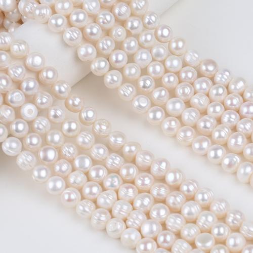 Brambor pěstované sladkovodní perle, Sladkovodní Pearl, Mírně kulaté, DIY, bílý, 11-13mm, Prodáno za 36 cm Strand